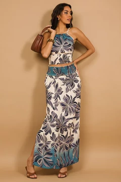 Pardon szoknya kék virágos