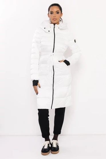 Blanka steppelt hosszú télikabát fehér