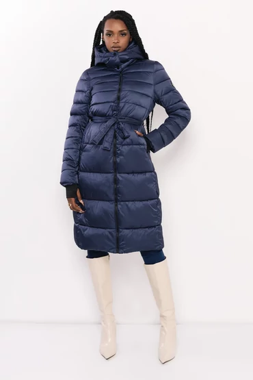 Blanka steppelt hosszú télikabát kék