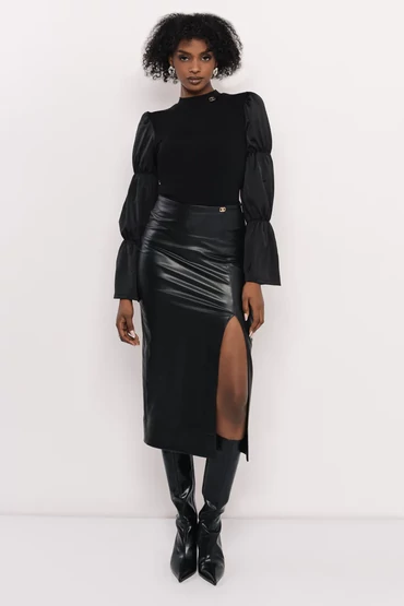 Hunt műbőr szoknya fekete