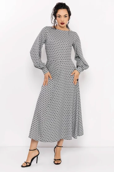 Meloni ruha fekete-ekrü A mintás